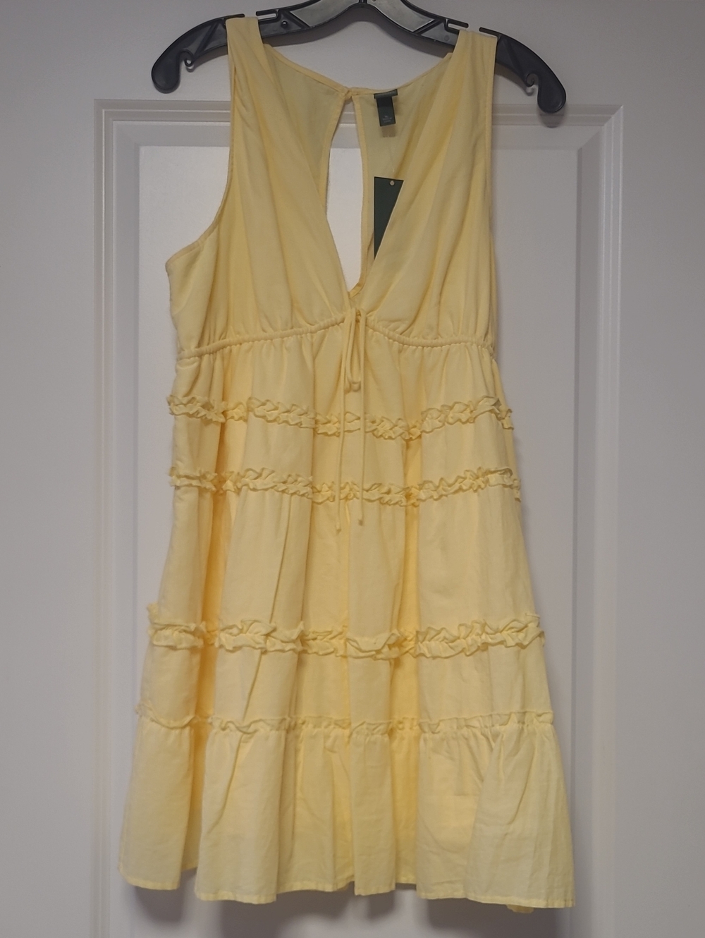 wild fable Soft Yellow Tiered Ruffle Mini Dress